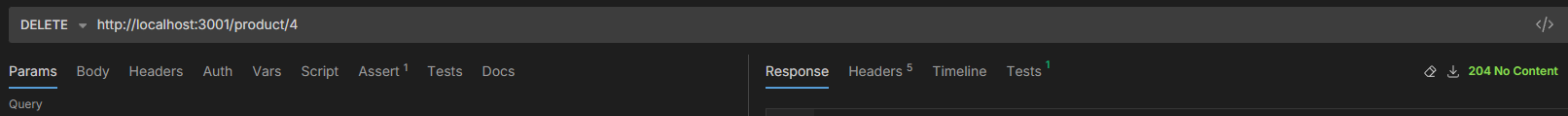 Interface utilisateur d'une application de test d'API, affichant une requête DELETE.
